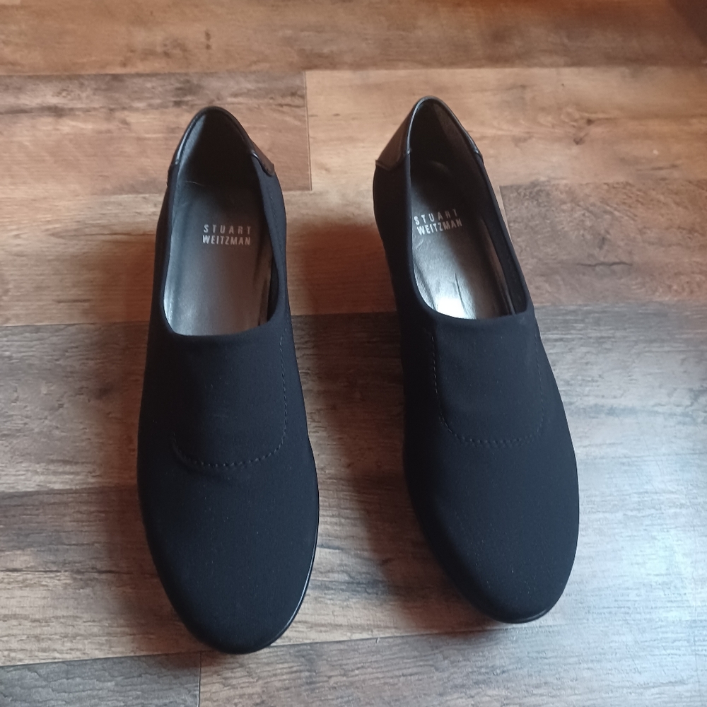 Stuart Weitzman Black Platform Wedge Comfort Slip On Loafers Size 8